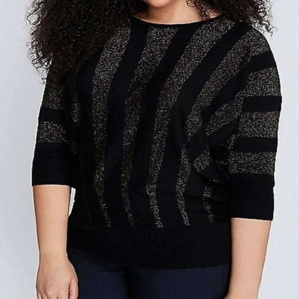Lane Bryant Chic Metallic Striped Sweater Plus